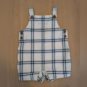 Janie and Jack Blue Plaid Overalls